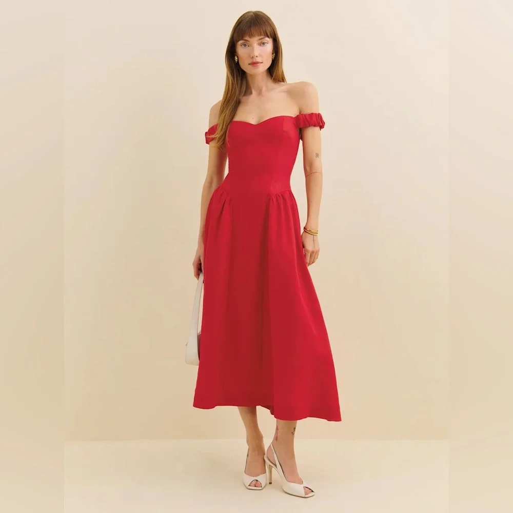 Reformation Monet Linen Dress In Lipstick, Brand new without tags, never worn. - Picture 4 of 16